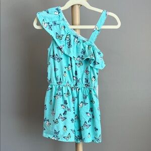 ⭐️⭐️ PICK 5 / $20 SO Girls Aqua Butterfly Print One-Shoulder Romper Size 7